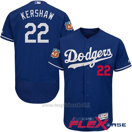 Maglia Baseball Uomo Los Angeles Dodgers Clayton Kershaw Blu Flex Base Autentico On Field